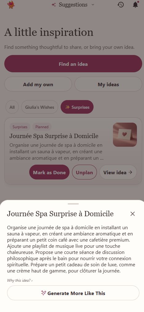 ReKindle suggestions for dates, gifts and quality time